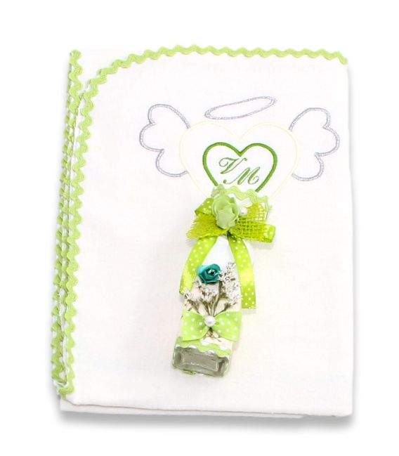 Set botez complet inimioara ingeras personalizat pentru baieti