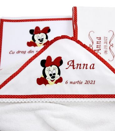 Set botez cu Minnie mouse rosu personalizat