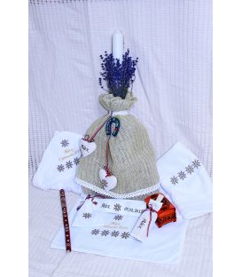 Lumanare botez traditionala personalizata cu lavanda