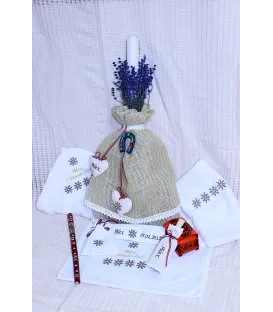 Lumanare botez traditionala personalizata cu lavanda