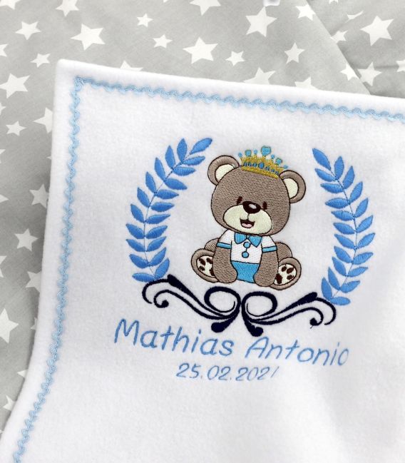 Set cadou personalizat cu ursulet pentru baieti 3 piese