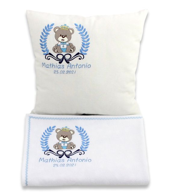 Set cadou personalizat cu ursulet pentru baieti 3 piese
