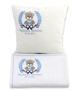 Set cadou personalizat cu ursulet pentru baieti 3 piese