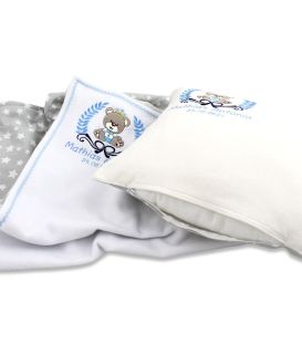 Set cadou personalizat cu ursulet pentru baieti 3 piese