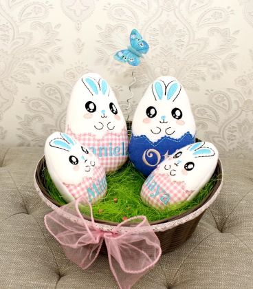 Cos cadou de Paste personalizat cu ouă brodate