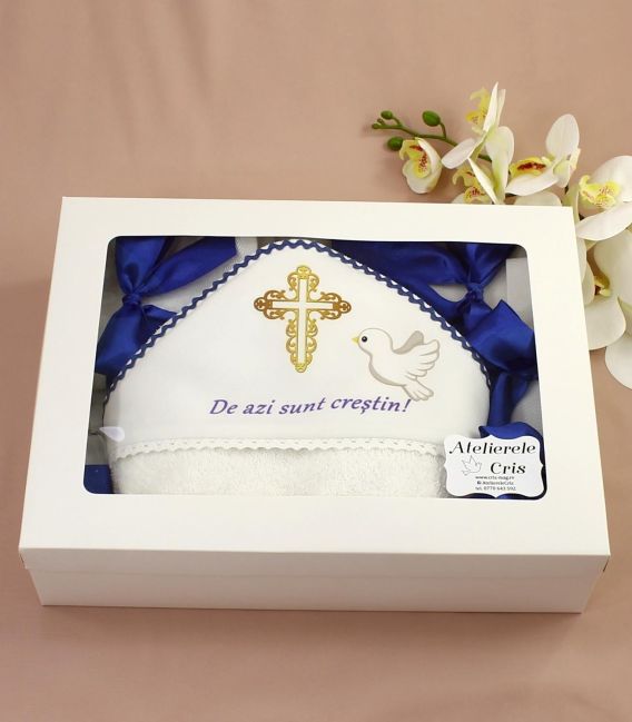 Trusou botez baieti cruce si porumbel livrare rapida 9 piese