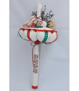 Lumanare botez traditionala broderie floare