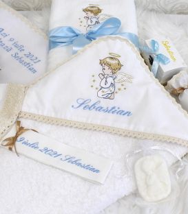 Trusou botez baieti de vara ingerasul Rafael cu tricolor set complet