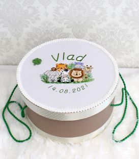 Trusou botez brodat personalizat animalute jungla set complet