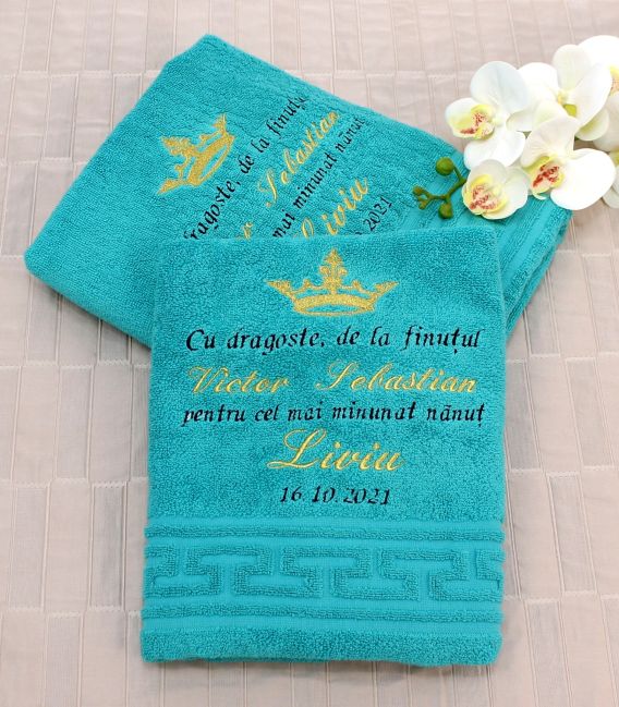Prosoape personalizate pentru nasii de botez set 4 buc