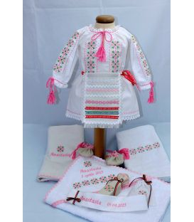 Rochita traditionala fetite broderie roz