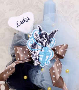 Trusou botez baiat personalizat ingeras si cruce 18 piese