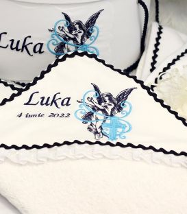 Trusou botez baiat personalizat ingeras si cruce 18 piese