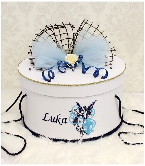 Trusou botez baiat personalizat ingeras si cruce 18 piese
