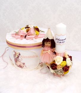 Lumanare si cutie botez personalizate
