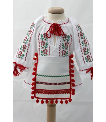 Costum traditional pentru fete brodat cu motive Florale