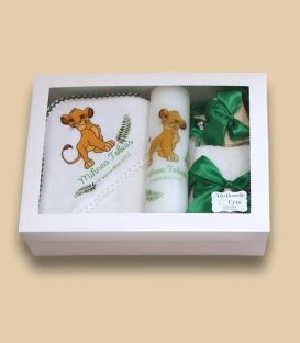 Trusou botez personalizat cu lumanare inclusa Simba