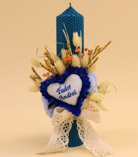 Lumanare botez din ceara naturala, model Tudor