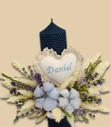Lumanare botez personalizata pentru baieti din ceara naturala