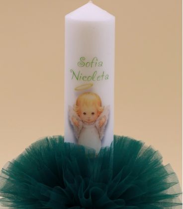Lumanare botez fetite verde smarald ingeras Sofia