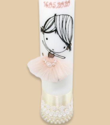 Lumanare botez personalizata cu nume micuta balerina