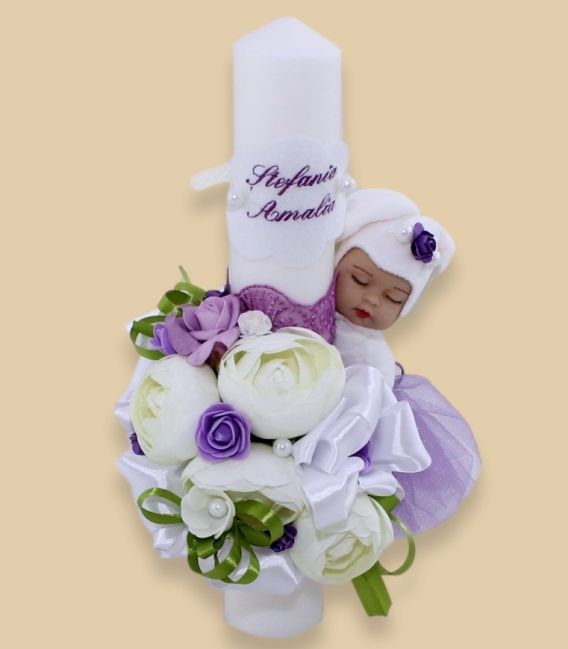 Lumanare botez fetite cu flori