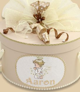 Trusou botez complet ingerasul Rafael personalizat auriu  - Trusouri  Botez Complete
