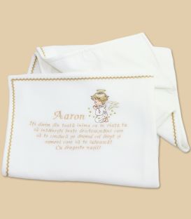 Trusou botez complet ingerasul Rafael personalizat auriu  - Trusouri  Botez Complete