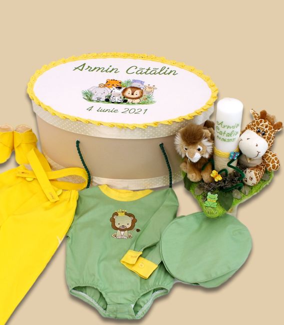 Trusou botez brodat personalizat Jungle Safari set complet
