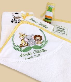 Trusou botez brodat personalizat Jungle Safari set complet