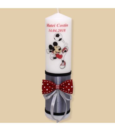 Lumanare de botez Mickey Mouse fotbalist