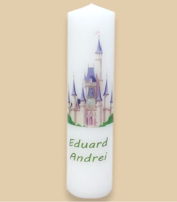 Lumanare botez personalizata castelul micului print