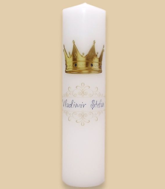 Lumanare botez baieti print Vladimir personalizata