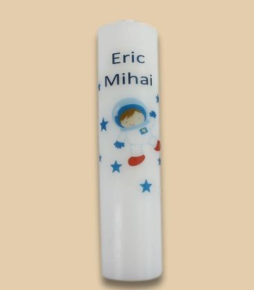 Lumanare botez baieti Cosmonaut personalizata