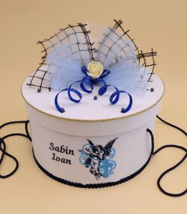Trusou botez baiat personalizat ingeras si cruce 18 piese