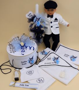 Trusou botez baiat personalizat ingeras si cruce 18 piese