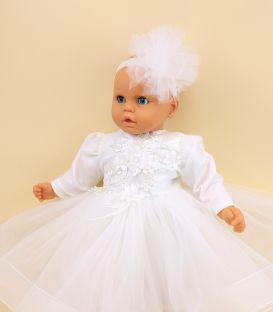 Rochita botez cu maneca lunga ivory Anya