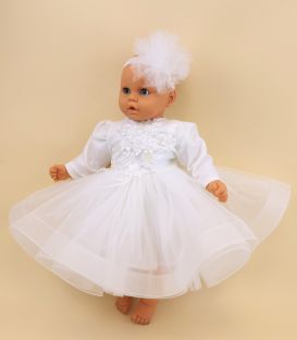 Rochita botez cu maneca lunga ivory Anya