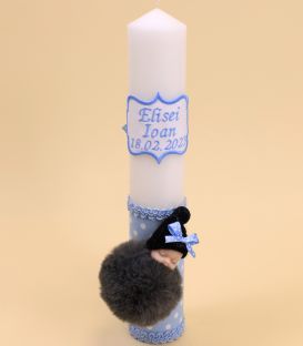 Lumanare de botez baieti Pufu-bleu