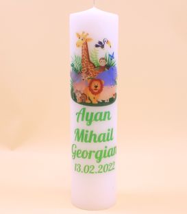 Lumanare botez Safari baieti model animalute jungla
