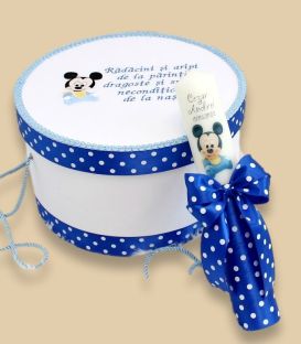 Cutie si lumanare, Trusou botez baiat, personalizat, Mickey Mouse
