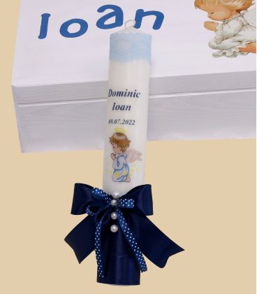 Trusou botez complet baieti personalizat ingeras Rafael cufar lemn