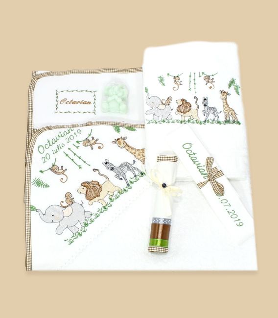 Petrecerea animalutelor trusou botez personalizat 