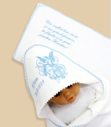 Trusou botez băiat ingeras cruce și mesaj