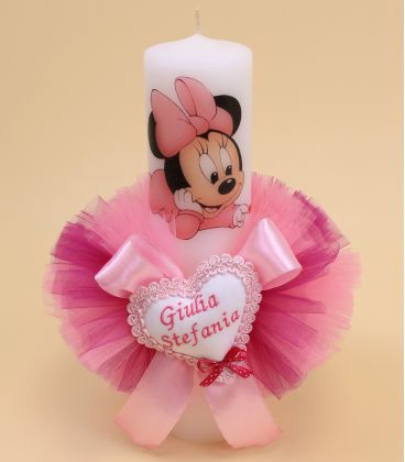 Lumanare botez personalizata cu nume minnie mouse