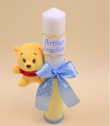 Lumanare botez personalizata cu nume winnie the pooh