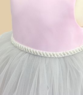 Rochita roz argintiu pom pom roz botez fetite AteliereleCris