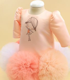Rochita cu pampoane supradimensionate micuta balerina pentru botez