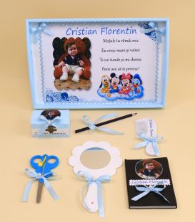 Mickey mouse si prietenii set tavita mot cu poza si mesaj