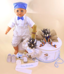 Trusou complet botez baiat de vara ingerasul Rafael cu tricolor